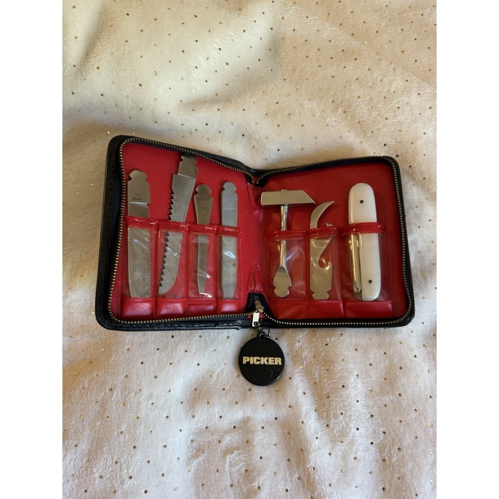 Vintage Barlow multi-tool pocket knife kit with a zippered vinyl case 60's/70's
